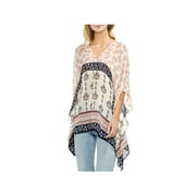 Vince Camuto Womens Asymmetrical V-Neck Poncho Top